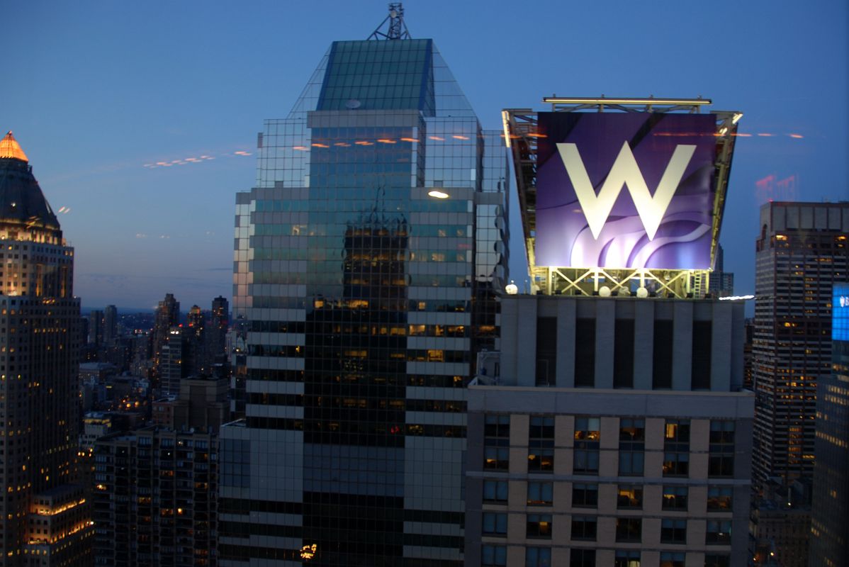 New York City Times Square 11I View To North, One Worldwide Plaza, Morgan Stanley Building, W Hotel After Sunset From The Marriott Hotel View Rooftop Restaurant